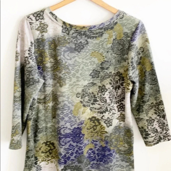 LOGO Lori Goldstein Lounge Lace Print Tunic Top - Picture 5 of 8